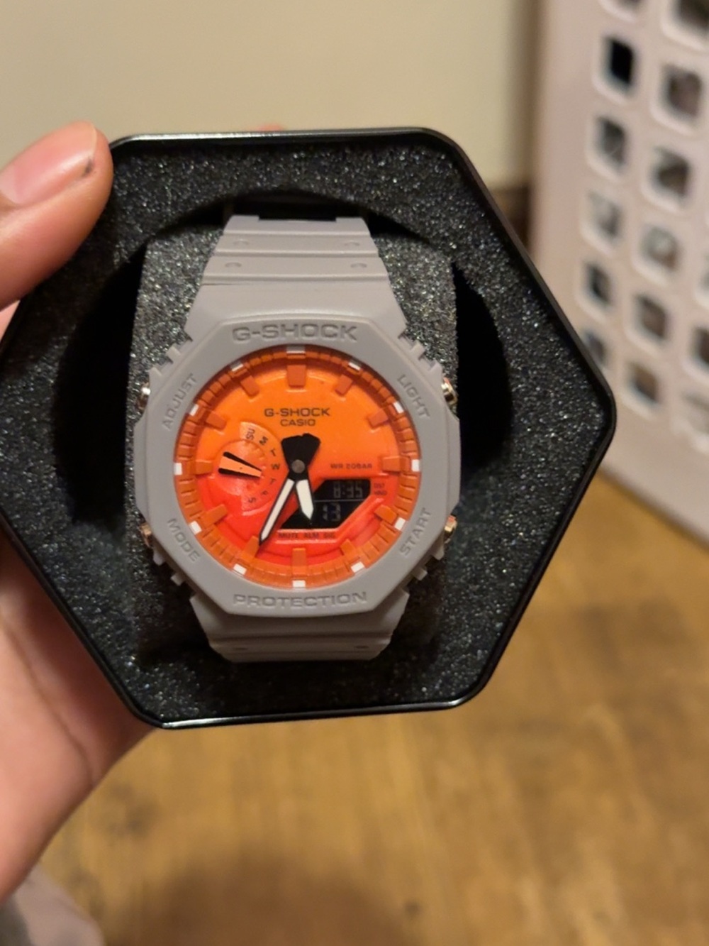 G-Shock Gray Watch with Orange Dial - Analog-Digital Sport Watch